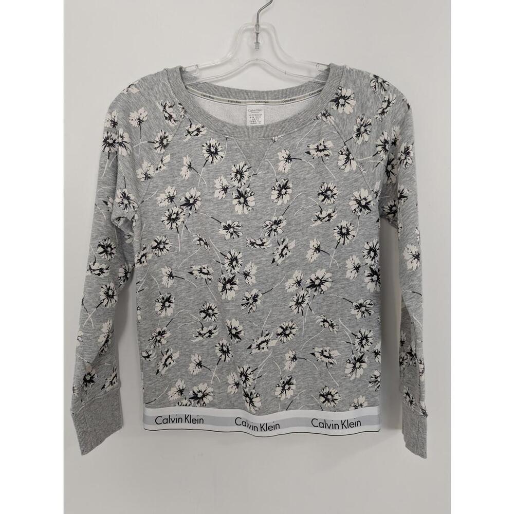 Calvin Klein Women's Floral Sweatshirt Size XS Cotton Loungewear Comfy